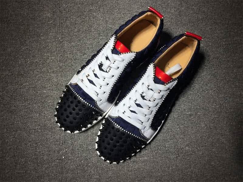 Christian Louboutin Low Top Lace-up Blue Black Red  And Black Rivets On Toe Cap 1