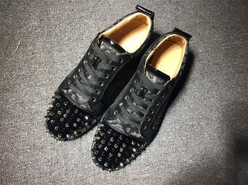 Christian Louboutin Low Top Lace-up Black Fabric And Rivets On Toe Cap 1