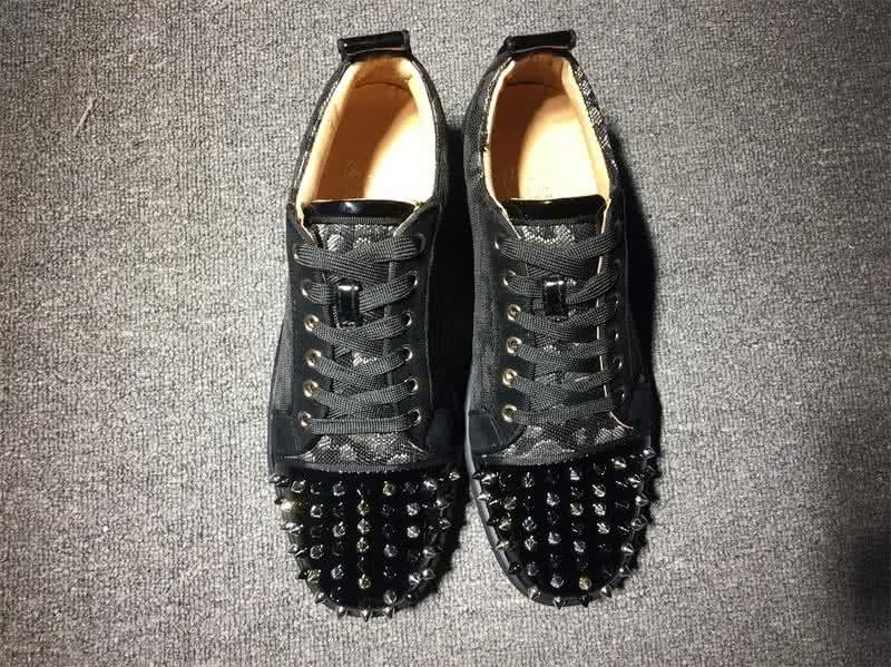 Christian Louboutin Low Top Lace-up Black Fabric And Rivets On Toe Cap 2