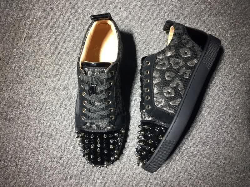 Christian Louboutin Low Top Lace-up Black Fabric And Rivets On Toe Cap 3