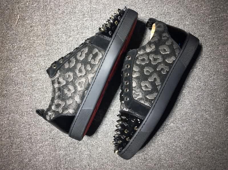 Christian Louboutin Low Top Lace-up Black Fabric And Rivets On Toe Cap 5