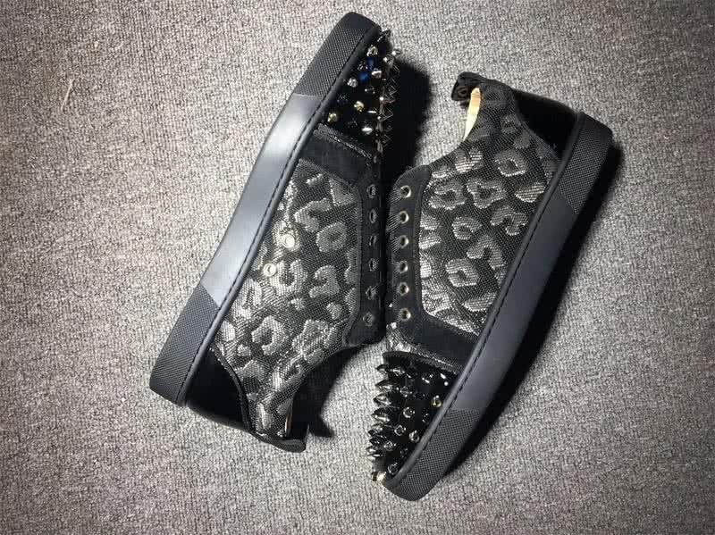 Christian Louboutin Low Top Lace-up Black Fabric And Rivets On Toe Cap 6