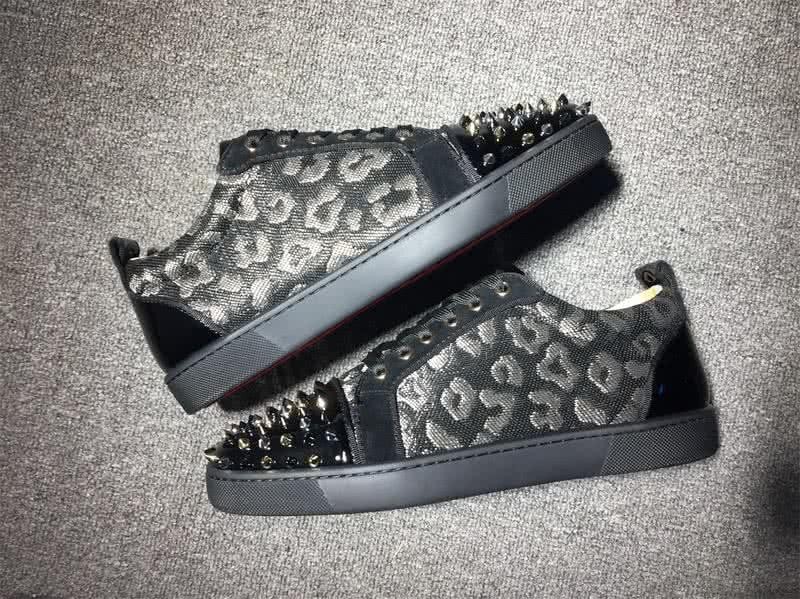 Christian Louboutin Low Top Lace-up Black Fabric And Rivets On Toe Cap 9