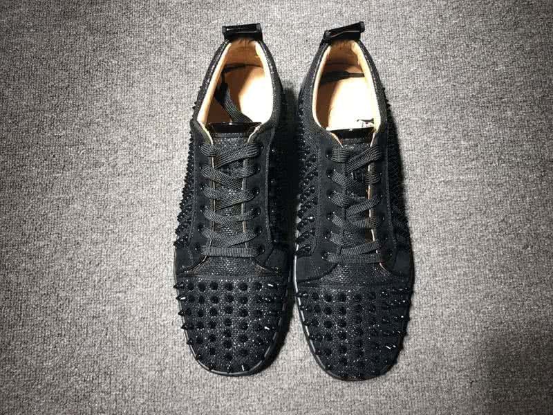 Christian Louboutin Low Top Lace-up All Black Rivets 1