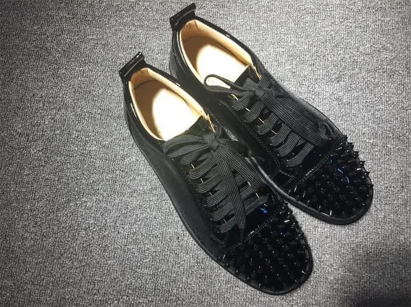 Christian Louboutin Low Top Lace-up Black Patent Leather And Rivets On Toe Cap 3