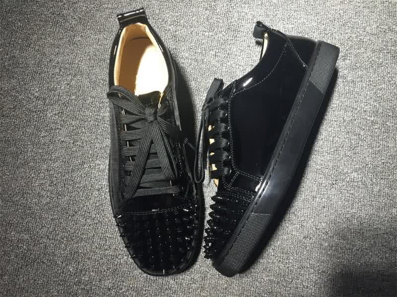 Christian Louboutin Low Top Lace-up Black Patent Leather And Rivets On Toe Cap 2