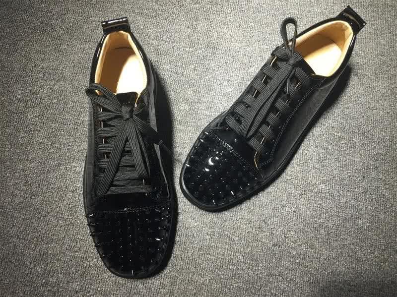 Christian Louboutin Low Top Lace-up Black Patent Leather And Rivets On Toe Cap 4