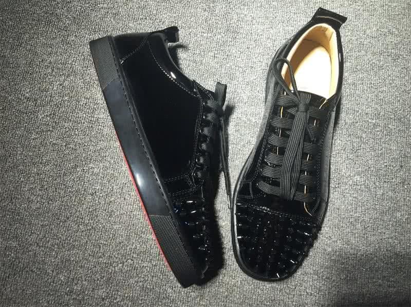 Christian Louboutin Low Top Lace-up Black Patent Leather And Rivets On Toe Cap 5