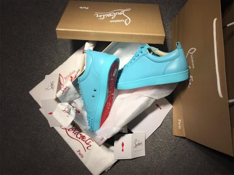 Christian Louboutin Low Top Lace-up Blue Leather And Rivets On Toe Cap 2