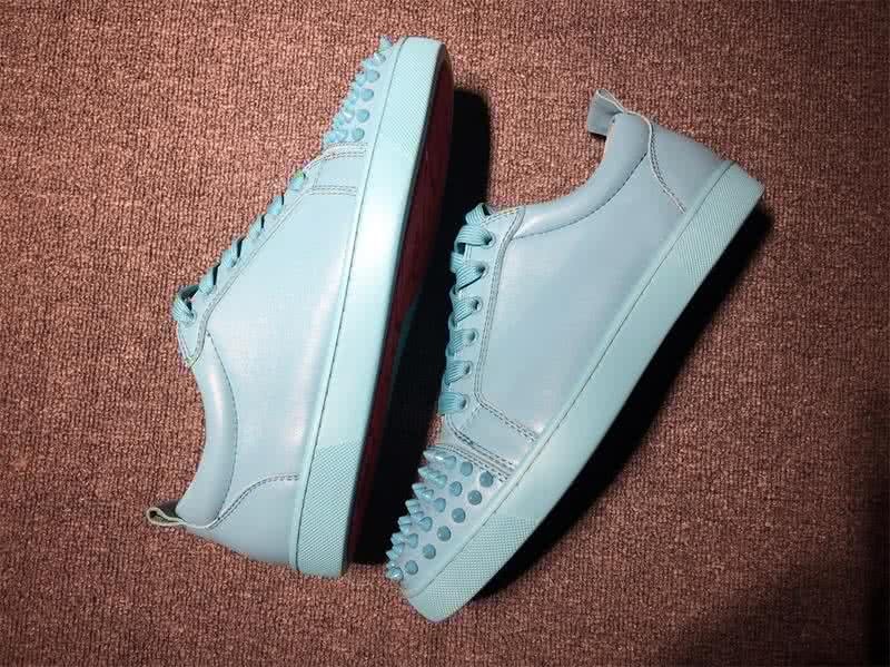 Christian Louboutin Low Top Lace-up Blue Leather And Rivets On Toe Cap 10