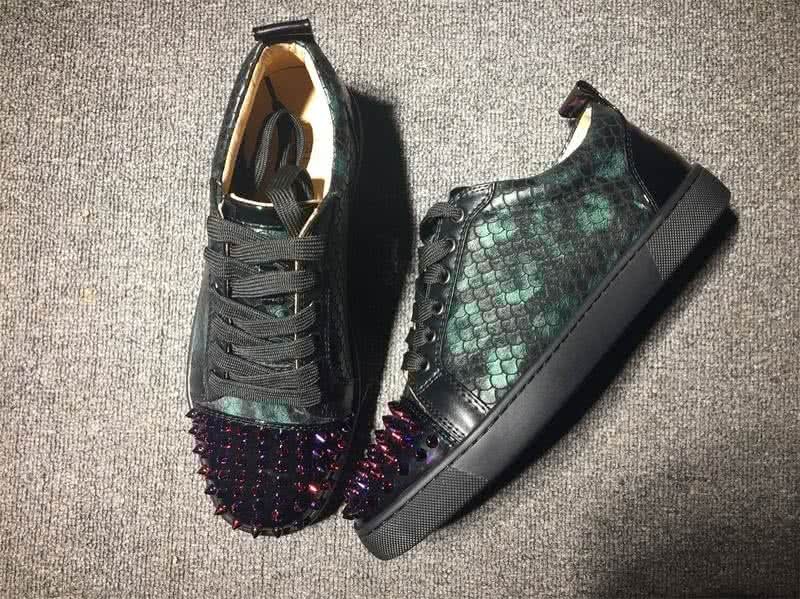 Christian Louboutin Low Top Lace-up Black Scales And Rivets On Toe Cap 3