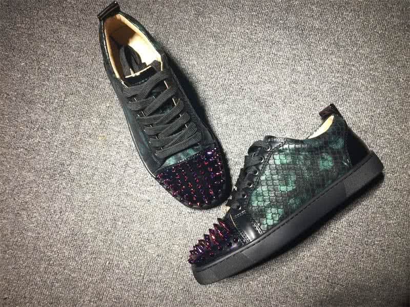 Christian Louboutin Low Top Lace-up Black Scales And Rivets On Toe Cap 4