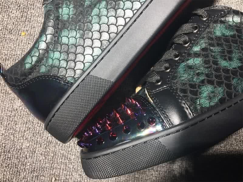 Christian Louboutin Low Top Lace-up Black Scales And Rivets On Toe Cap 8