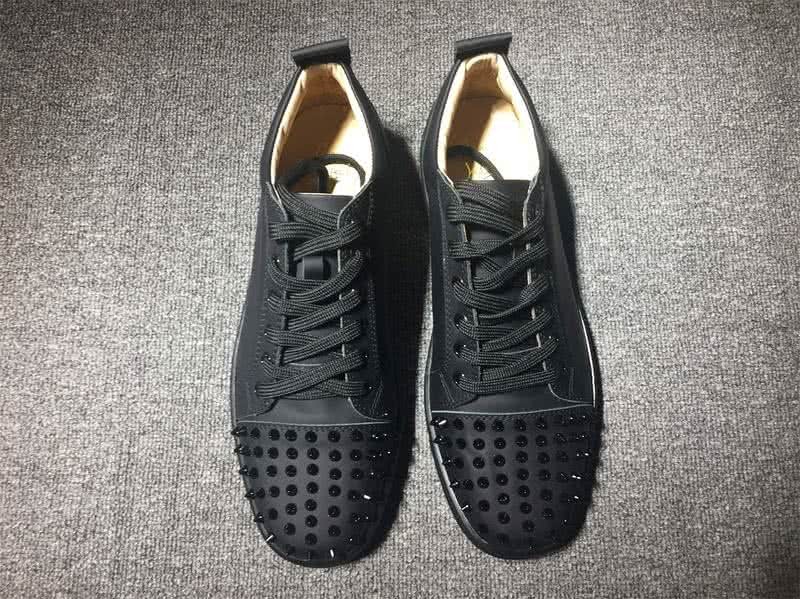 Christian Louboutin Low Top Lace-up All Black And Rivets On Toe Cap 2