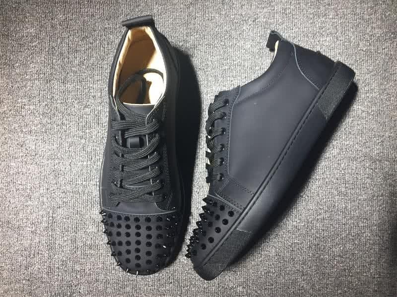 Christian Louboutin Low Top Lace-up All Black And Rivets On Toe Cap 3