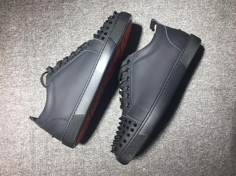Christian Louboutin Low Top Lace-up All Black And Rivets On Toe Cap 5
