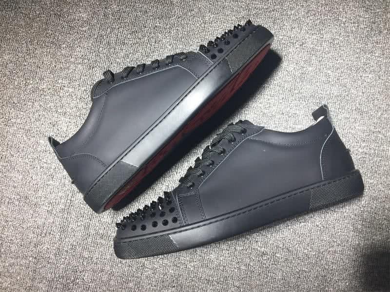 Christian Louboutin Low Top Lace-up All Black And Rivets On Toe Cap 9