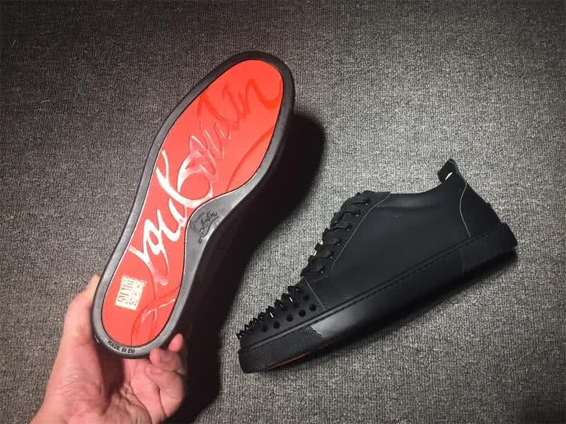 Christian Louboutin Low Top Lace-up All Black And Rivets On Toe Cap 8