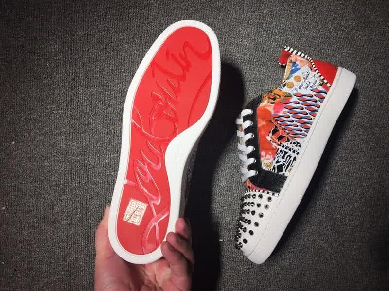 Christian Louboutin Low Top Lace-up Paintings White And Rivets On Toe Cap 8
