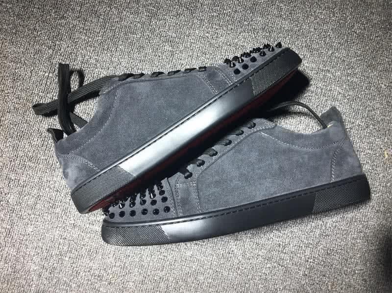 Christian Louboutin Low Top Lace-up Black Suede And Rivets On Toe Cap 9