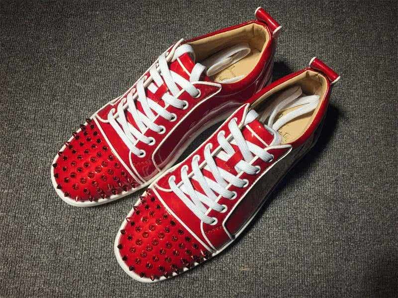 Christian Louboutin Low Top Lace-up Red Patnet Leather And Rivets On Toe Cap 1