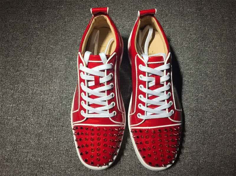 Christian Louboutin Low Top Lace-up Red Patnet Leather And Rivets On Toe Cap 3