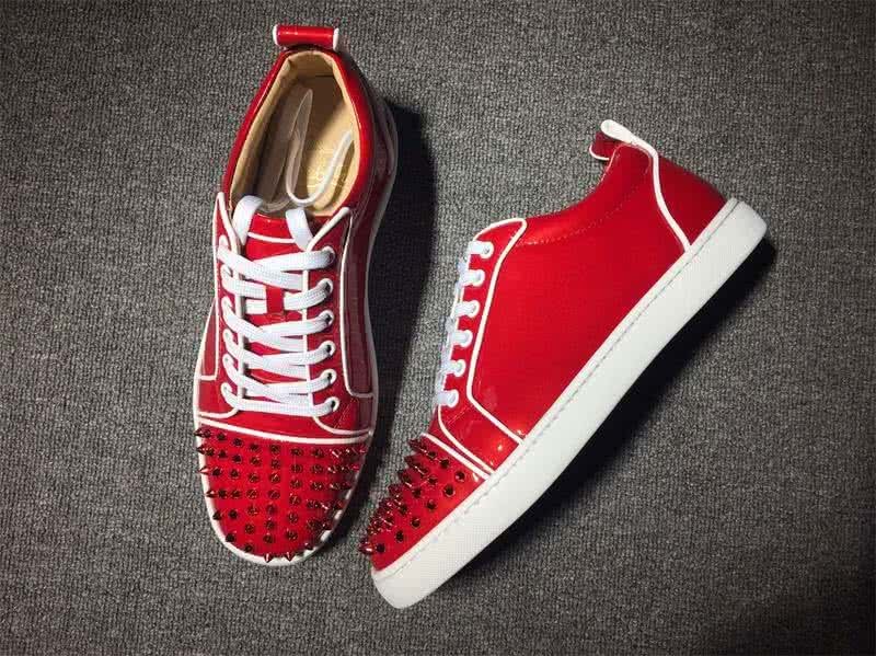 Christian Louboutin Low Top Lace-up Red Patnet Leather And Rivets On Toe Cap 2