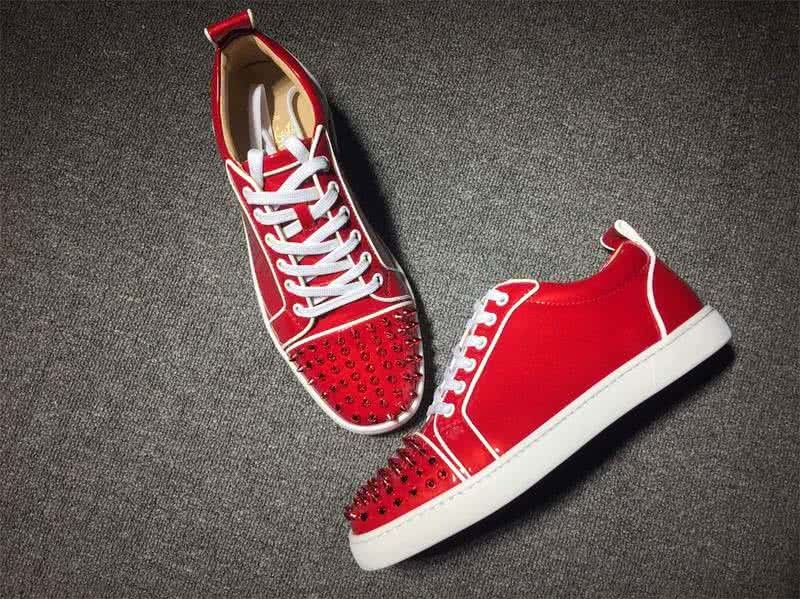 Christian Louboutin Low Top Lace-up Red Patnet Leather And Rivets On Toe Cap 4