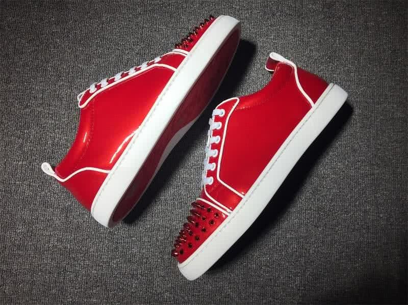 Christian Louboutin Low Top Lace-up Red Patnet Leather And Rivets On Toe Cap 5