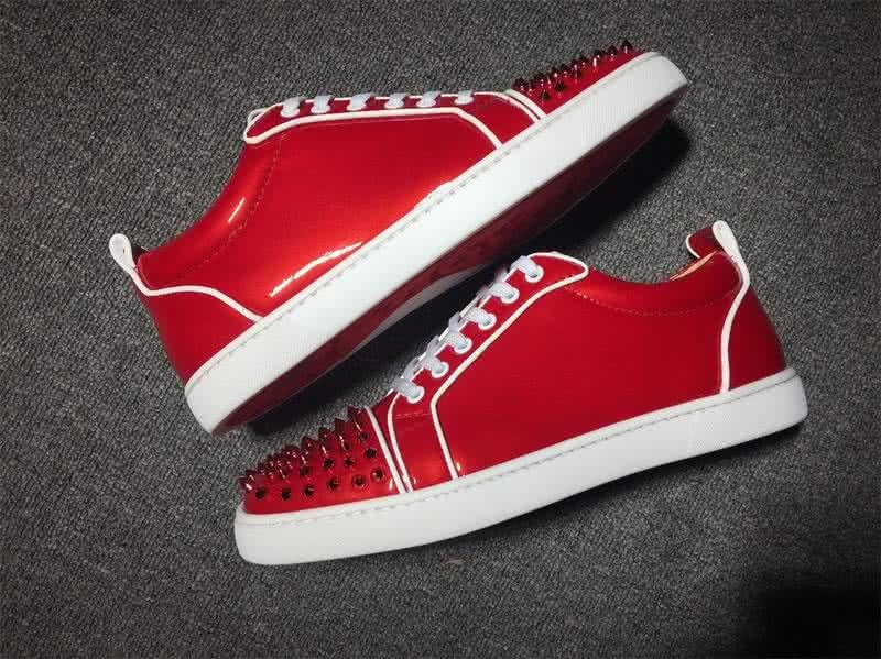 Christian Louboutin Low Top Lace-up Red Patnet Leather And Rivets On Toe Cap 7