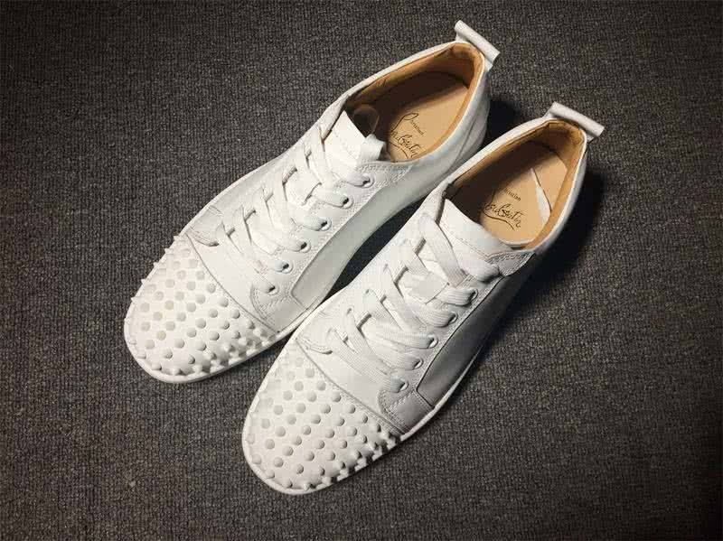 Christian Louboutin Low Top Lace-up White Leather And Rivets On Toe Cap 1
