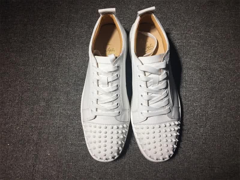 Christian Louboutin Low Top Lace-up White Leather And Rivets On Toe Cap 3