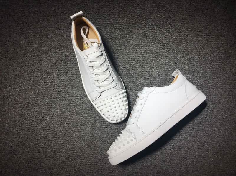 Christian Louboutin Low Top Lace-up White Leather And Rivets On Toe Cap 2