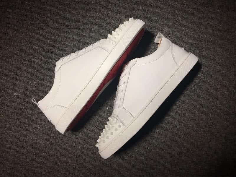Christian Louboutin Low Top Lace-up White Leather And Rivets On Toe Cap 4