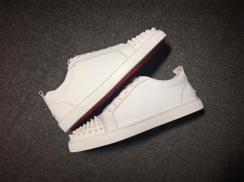 Christian Louboutin Low Top Lace-up White Leather And Rivets On Toe Cap 7