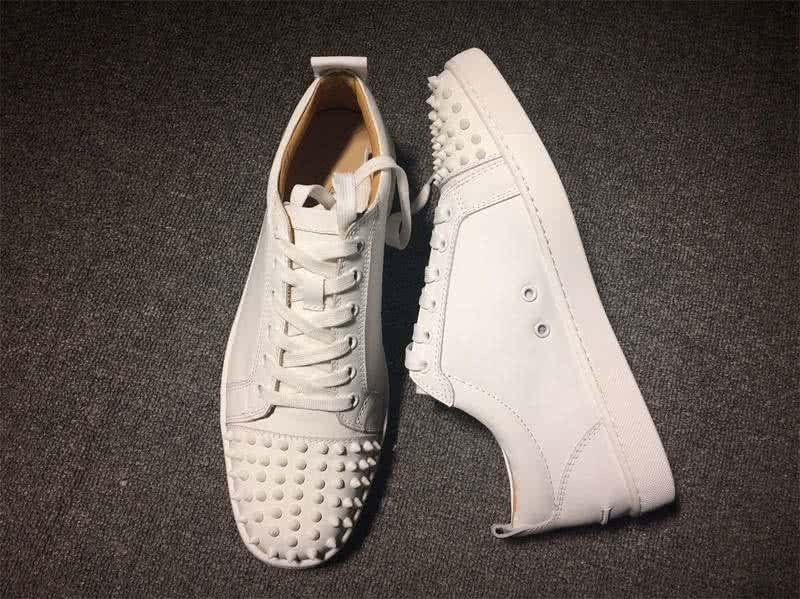 Christian Louboutin Low Top Lace-up White Leather And Rivets On Toe Cap 8