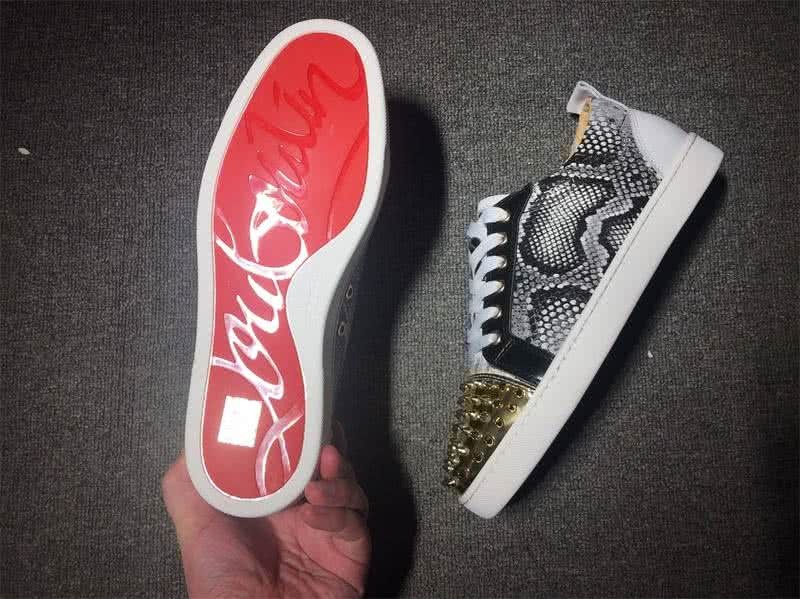Christian Louboutin Low Top Lace-up Fake Snakeskin And Golden Rivets On Toe Cap 8