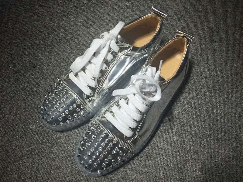 Christian Louboutin Low Top Lace-up Silver And Rivets On Toe Cap 1