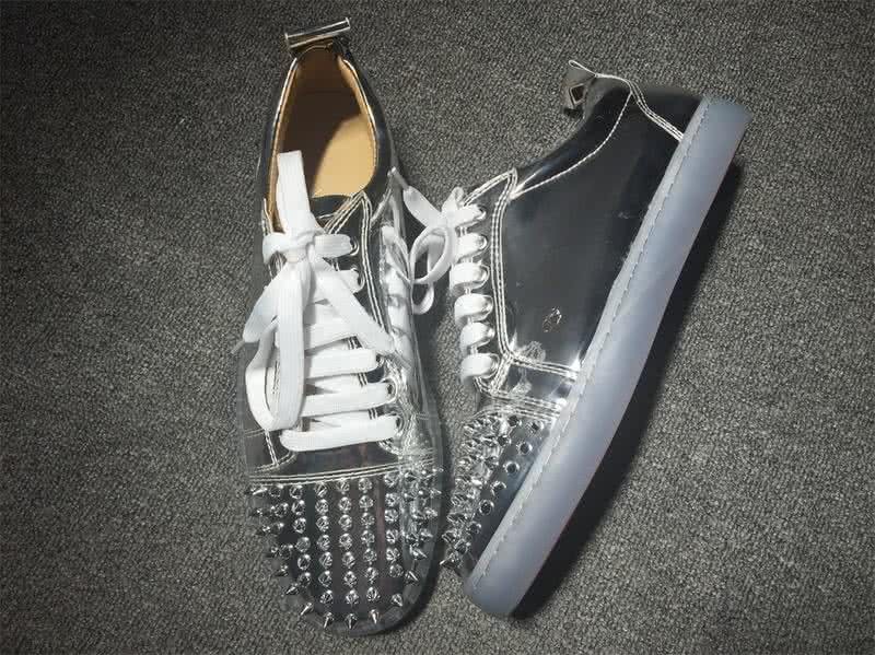 Christian Louboutin Low Top Lace-up Silver And Rivets On Toe Cap 3