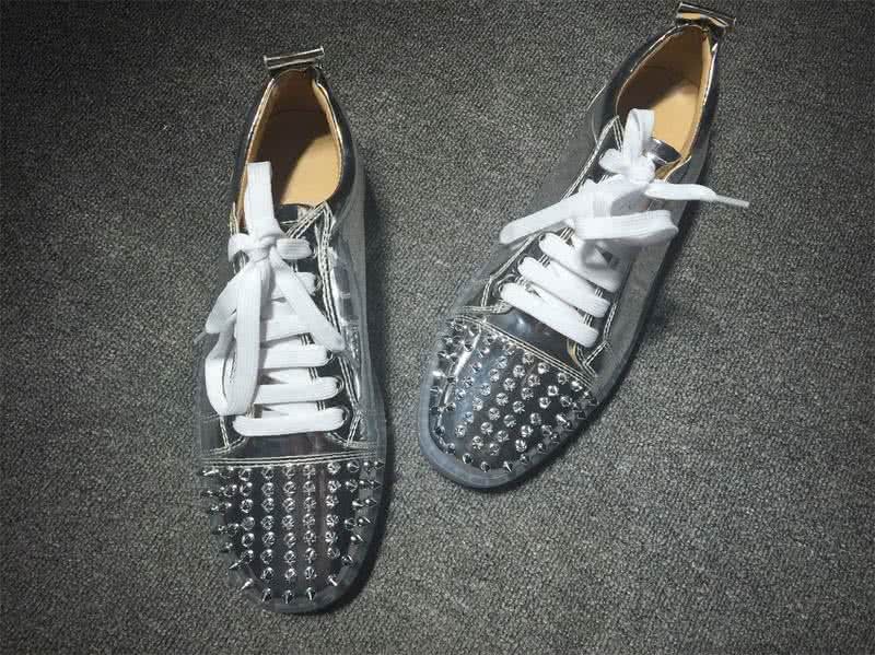 Christian Louboutin Low Top Lace-up Silver And Rivets On Toe Cap 4