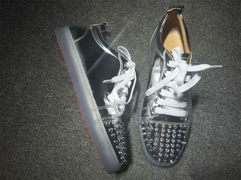 Christian Louboutin Low Top Lace-up Silver And Rivets On Toe Cap 5