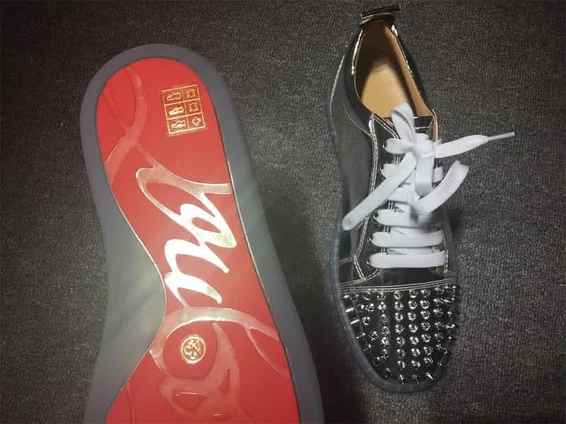 Christian Louboutin Low Top Lace-up Silver And Rivets On Toe Cap 6