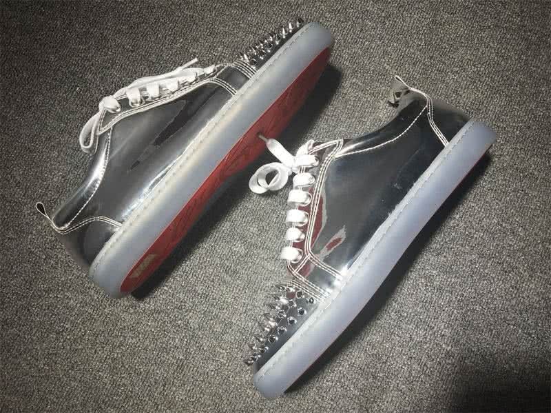 Christian Louboutin Low Top Lace-up Silver And Rivets On Toe Cap 8