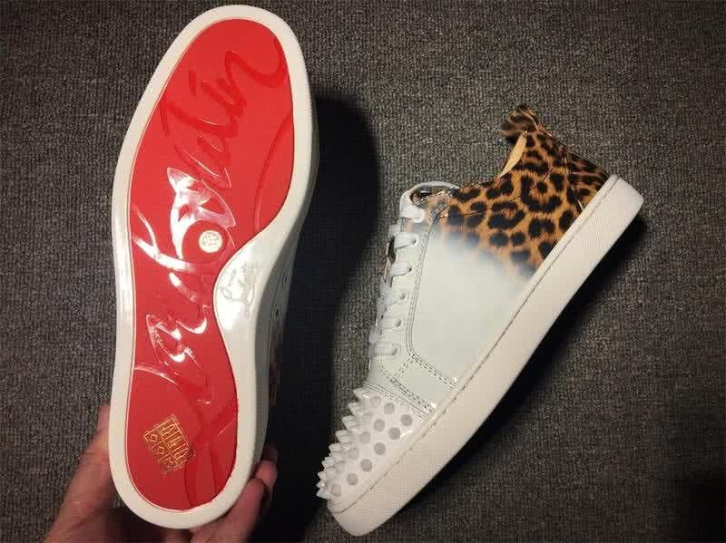 Christian Louboutin Low Top Lace-up Leopard White And Rivets On Toe Cap 7