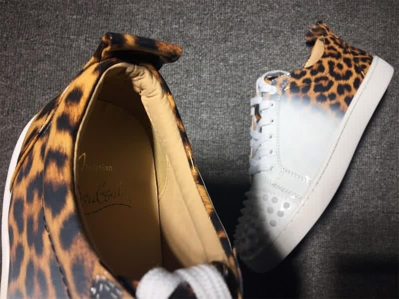 Christian Louboutin Low Top Lace-up Leopard White And Rivets On Toe Cap 9