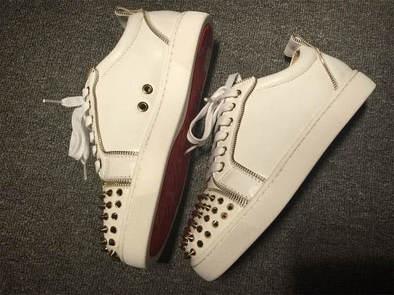 Christian Louboutin Low Top Lace-up White Leather And Rivets On Toe Cap 8