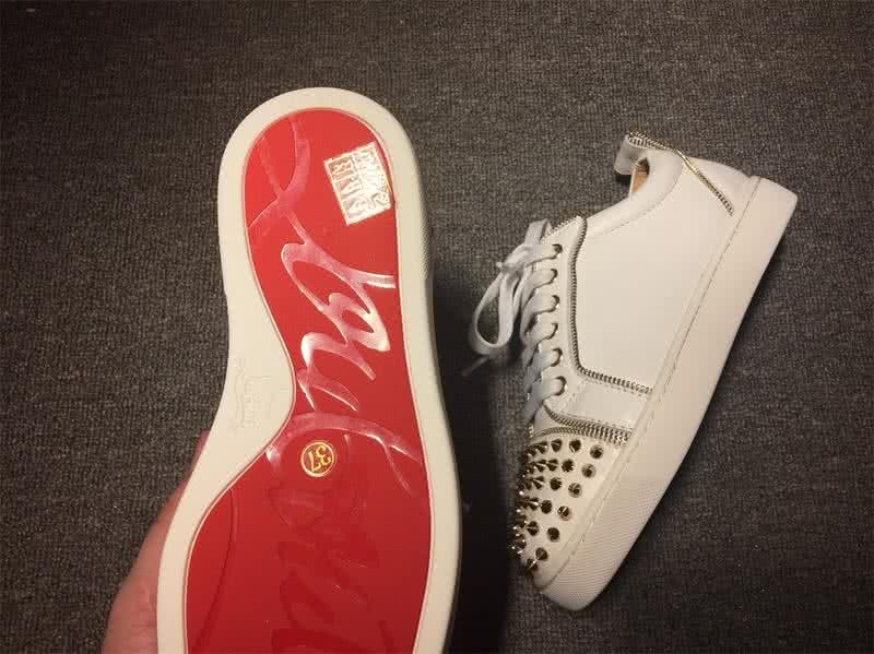 Christian Louboutin Low Top Lace-up White Leather And Rivets On Toe Cap 9
