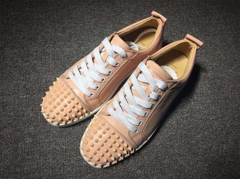 Christian Louboutin Low Top Lace-up Nude Pink Leather And Rivets On Toe Cap 1