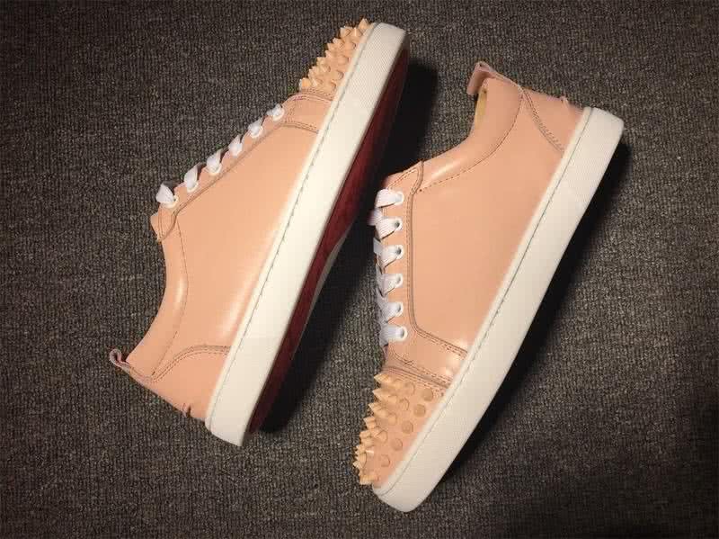 Christian Louboutin Low Top Lace-up Nude Pink Leather And Rivets On Toe Cap 5