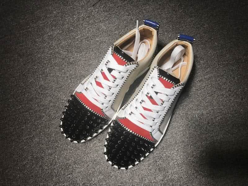 Christian Louboutin Low Top Lace-up Creamy Blue And Rivets On Toe Cap 1